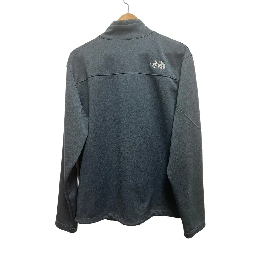 The North Face Mens Large Dark Grey Heather Full Zip Windwall Soft Shell Jacket